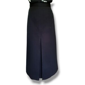 VINTAGE 80's Gaytown Black Midi Skirt with Inverted Front Kick Pleat